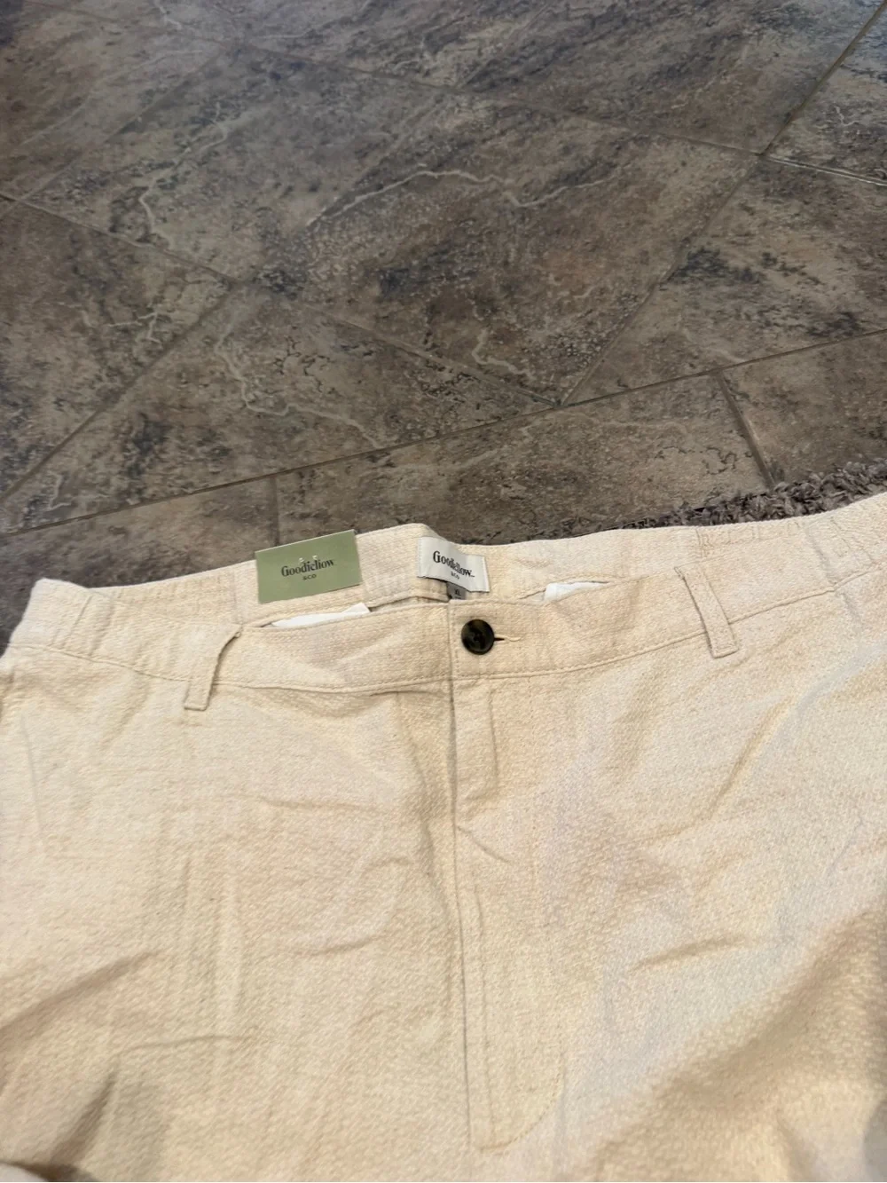 ❤️Cream Textured Wide-Leg trousers
